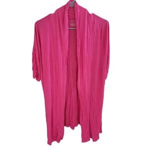 Lane Bryant Pink Short Sleeve Stretchy Open Front Cardigan - 14/16